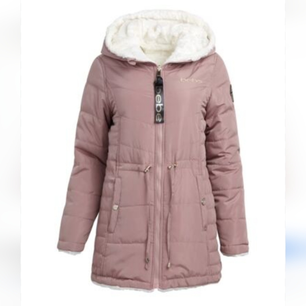 bebe Women's Winter Coat – Reversible Faux Fur Lined Anorak Parka Puffer Jack L